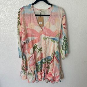 Tropical Print V-Neck Tunic